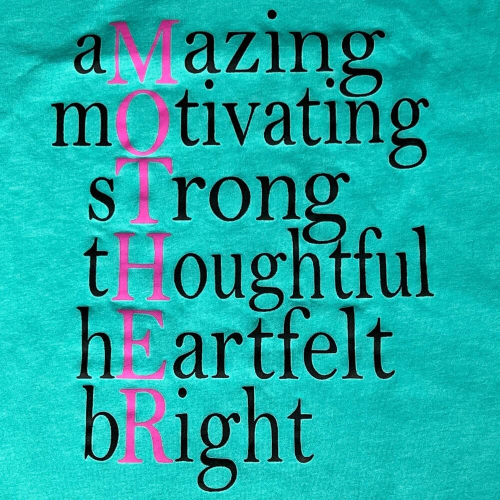 Bella Canvas MOTHER Tee Shirt Top Short Sleeve Crew Neck Turquoise Small